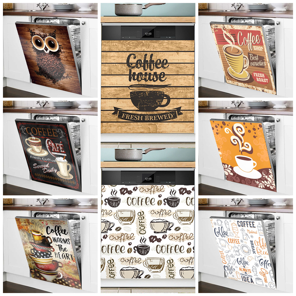 Commercial Kitchen Fridge - Retro Coffee Poster Dishwasher Mural Decals