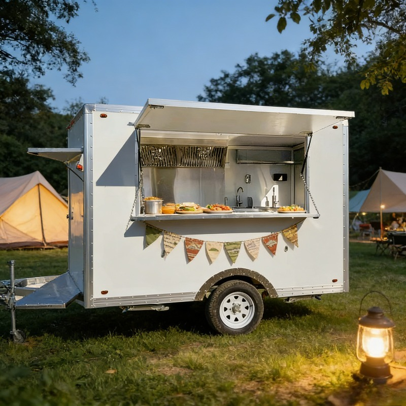 Commercial Kitchen Griddle - Mobile Snack Food Truck With Fryer