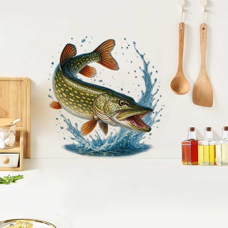 Commercial Kitchen Fridge - Northern Pike Fishing Wall Stickers Kitchen
