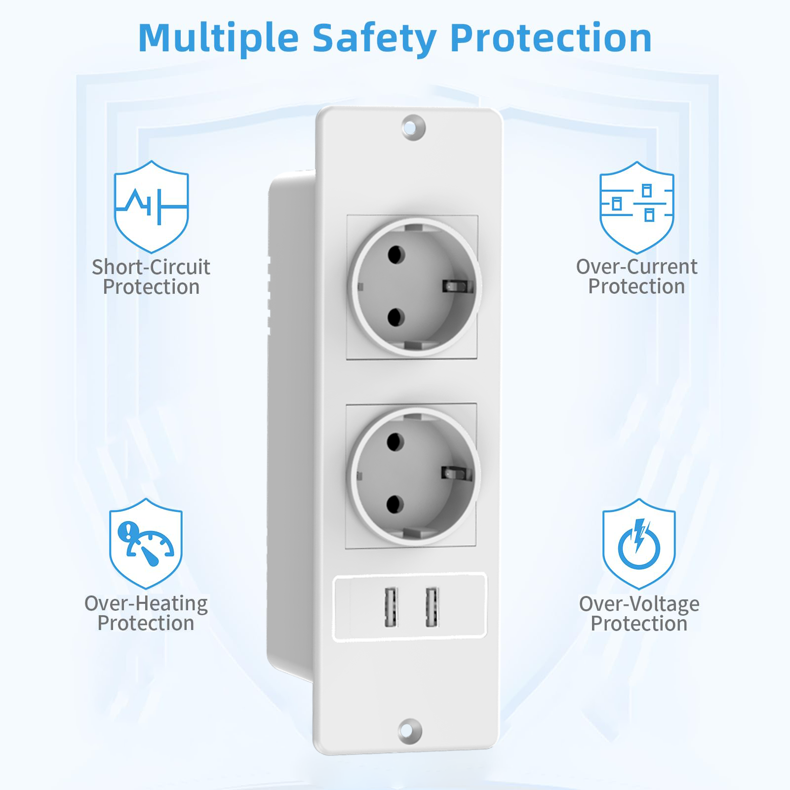 EU White Recessed Power Strip  – Commercial Kitchen Worktops recenzja i cena