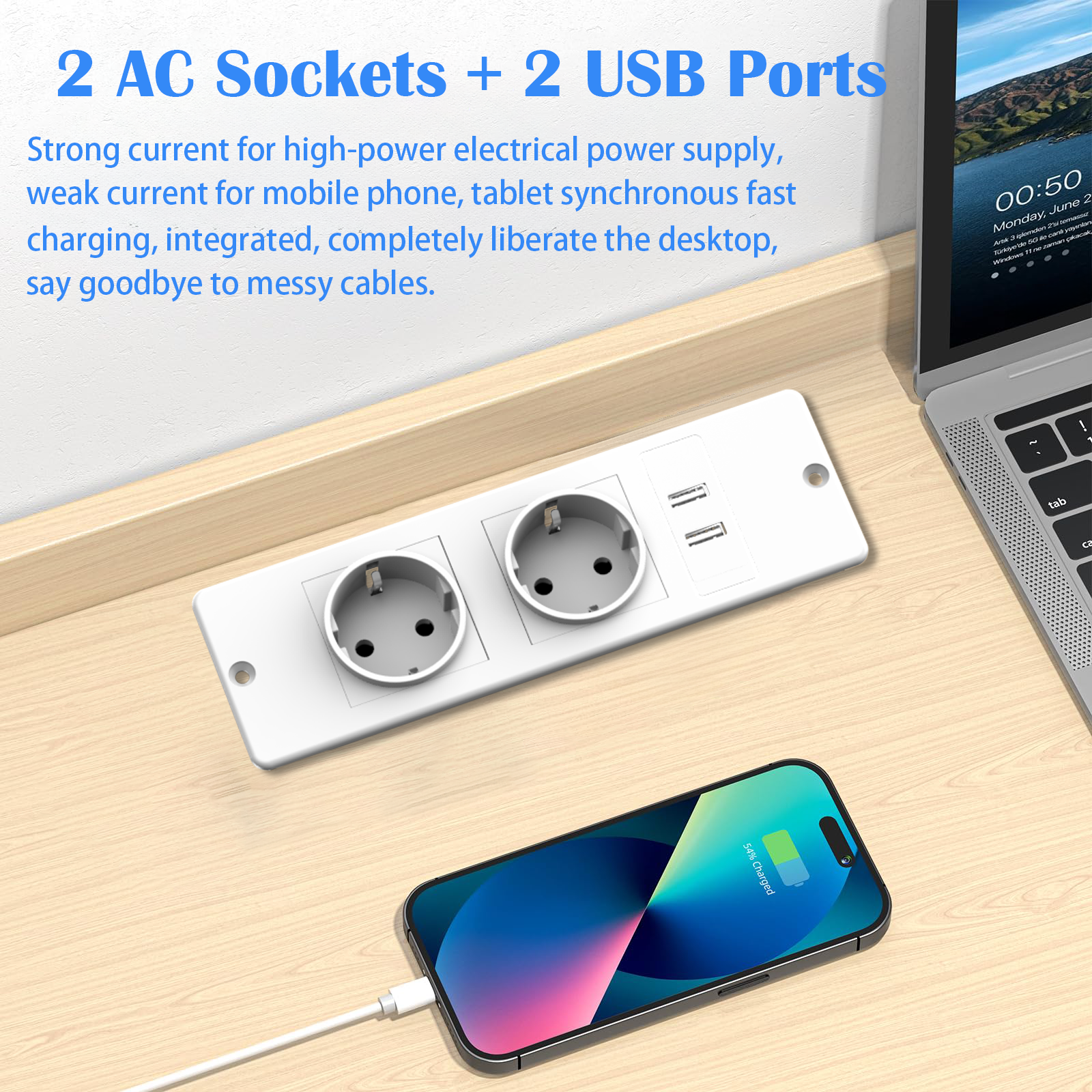 EU White Recessed Power Strip  – Commercial Kitchen Worktops recenzja i cena
